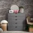 Schlafzimmer - Set C Kule, 5-teilig, Farbe: Graphitgrau, ein Kleiderschrank mit LED-Rahmen, eine Kommode und zwei Nachtkommoden