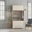 Vitrine Kavieng 07, Farbe: Eiche / Weiß - Abmessungen: 200 x 100 x 40 cm (H x B x T)