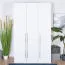 Drehtürenschrank / Kleiderschrank Siumu 22, Farbe: Weiß / Weiß Hochglanz - 224 x 137 x 56 cm (H x B x T)