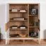 Vitrine Tuanai 03, Farbe: Eiche / Weiß Hochglanz - 121 x 95 x 40 cm (H x B x T)