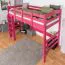 Hochbett 90 x 190 cm für Erwachsene, "Easy Premium Line" K22/n, Buche Massivholz rosa lackiert, teilbar