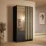 Drehtürenschrank/Kleiderschrank mit Lamellen | 101,7 x 54,5 x 200,5 cm | 2 Schubladen | großer Spiegel | 1 Kleiderstange | 5 Fächer | Metallgriffe | Iraklio 02