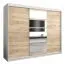 250 cm breiter Kleiderschrank mit 10 Fächern und 3 Türen | Farbe: Sonoma Eiche / Weiß Abbildung