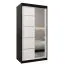 100 cm breiter Kleiderschrank mit 5 Fächern und 2 Türen | Farbe: Weiß / Schwarz Abbildung