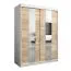 150 cm breiter Kleiderschrank mit 2 Türen | 5 Fächer | Farbe: Sonoma Eiche / Weiß Abbildung