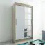 120 cm breiter Kleiderschrank mit 5 Fächern und 2 Türen | Farbe: Sonoma Eiche / Weiß Abbildung