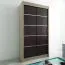 100 cm breiter Kleiderschrank mit 5 Fächern und 2 Türen | Farbe: Sonoma Eiche / Schwarz Abbildung