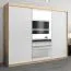 Großer 250 cm breiter Kleiderschrank mit 10 Fächern und 3 Türen | Farbe: Sonoma Eiche / Weiß Abbildung