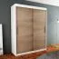 150 cm breiter Schiebetürenschrank mit 2 Türen | 5 Fächer | 2 Kleiderstangen | Farbe: Sonoma Eiche / Weiß Abbildung