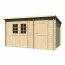 Holz-Gartenhaus 2,41 x 3,8 Meter (inkl. Dach) | Naturbelassen | Pultdach | 28 mm Blockbohlen-Haus Abbildung