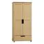 Kleiderschrank | 2 Drehtüren | 1 Schublade | mit Kleiderstange | 90 cm breit | Massivholz | Farbe: Natur Abbildung