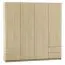 2 Meter breiter Kleiderschrank mit 4 Türen, 10 Fächern und 4 Schubladen | Farbe: Buche / Weiß | Tiefe: 60 cm Abbildung