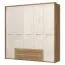 227 cm breiter Kleiderschrank mit 5 Türen, 8 Fächern und 2 Schubladen | Farbe: Beige | Tiefe: 56 cm Abbildung