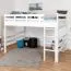 Hochbett für Kinder 140 x 190 cm | Massivholz: Buche | Weiß Lackiert | umbaubar in Einzelbett | Premium-Qualität | inkl. Rollrost Abbildung