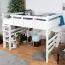 Breites Jugendhochbett 160 x 200 cm | Massivholz: Buche | Weiß Lackiert | umbaubar in Einzelbett | Premium-Qualität | inkl. Rollrost Abbildung