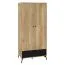 90 cm breiter Kleiderschrank mit 2 Türen | Farbe: Eiche / Schwarz Abbildung