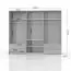 Großer Kleiderschrank | 6 Drehtüren | 4 Schubladen | 5 Fächer | mit 3 Kleiderstangen | 277 cm breit | Farbe: Weiß Abbildung