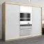 250 cm breiter Schiebetürenschrank mit 3 Türen | 10 Fächer | 2 Kleiderstangen | Farbe: Sonoma Eiche / Weiß Abbildung
