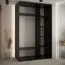 Schiebetürenschrank Mina mit Spiegeln in Schwarz/Eiche, auch für Wohnzimmer geeignet, Anti Staubbürsten, Metallgriffe in schwarz, 235,2 x 150 x 60 cm