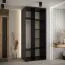 1,2 Meter breiter Schiebetürenschrank Mina in Schwarz/Eiche, 235,2 x 120 x 60 cm, viel Stauraum, Vorderseite aus Laminat Platten, Anti Staubbürsten
