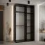 Schwarzer Schiebetürenschrank Mina 1,3 Meter Breit, platzsparend, Anti Staubbürsten, moderne Optik, viel Stauraum, robust, Lamellen in Eichen Optik
