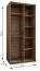 Kleiderschrank / Schiebetürenschrank | 2 Kleiderstangen | 2 Schiebetüren | 245,5 x 120 x 64 cm | Soft-Close | Spiegel | Farbe: Schwarz | 6 Fächer