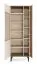 Vitrine | Glasschrank | Nuss/Kaschmir | 73 x 40 x 190 cm | ABS-Kanten | 3 Türen | Push-to-open System | 11 Fächer | Metallbeine | Belladere 02