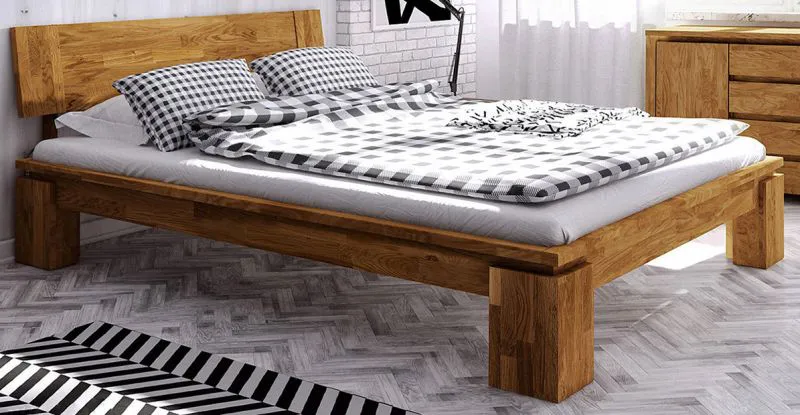 Wildeiche-Bett massiv | 200 x 200 cm | Wildeiche | Geölt | Natur Abbildung