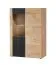 Vitrine | inkl. LED-Beleuchtung | Farbe: Eiche Ribbeck / Schwarz matt | 2 Drehtüren | 8 Fächer | Maße: 90 x 40 x 132 cm | Push-to-open Funktion