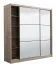 Spiegelschiebetürenschrank / Kleiderschrank mit einer Kleiderstange Panevo 04, Farbe: Eiche Grau, sechs Fächer, einfaches und modernes Design, Maße: 215,5 x 213 x 60 cm