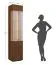 Vitrine Sienne 01 Türanschlag linksseitig, in Tabacco geölt, Massivholz, Maße: 205 x 43 x 37 cm, eine Tür, getöntes Glas, sechs Fächer, inkl. LED-Beleuchtung