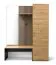 Garderobe Komplett - Set Miavorla 1 | Farbe: Eiche Artisan/ Schwarz | Sitzbank | großer Spiegel | 150 x 40 x 198,5 cm | Schrank mit 4 Fächern