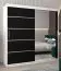 2 Meter breiter Kleiderschrank mit 2 Türen | Farbe: Weiß / Schwarz Abbildung
