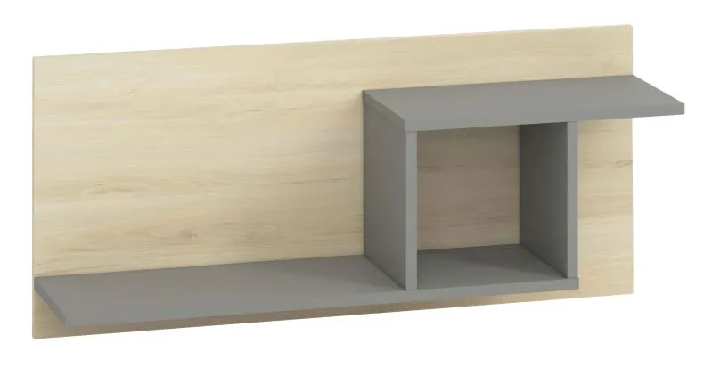Jugendzimmer - Hängeregal / Wandregal Jurupa 09, Farbe: Buche / Platingrau - Abmessungen: 41 x 92 x 24 cm (H x B x T)