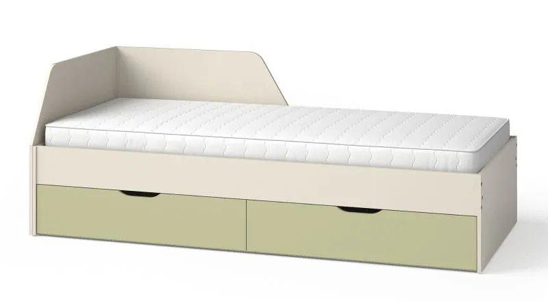 Einzelbett / Gästebett mit 2 Schubladen Maräne 09, Farbe: Kaschmir / Grün - Liegefläche: 90 x 200 cm (B x L)
