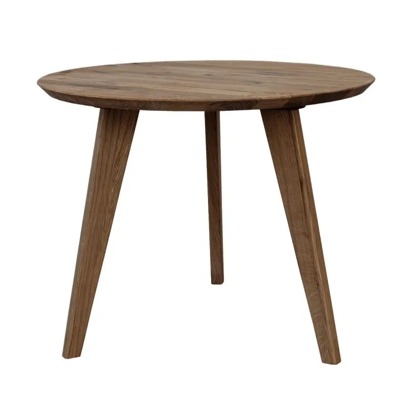 Runder Couchtisch Erdre 03, mit 50 cm Durchmesser, Farbe: Tabacco, geölt, Tischplatte: 2 cm, Maße: 50 x 50 x 41,5 cm, drei Standbeine, für Wohnzimmer