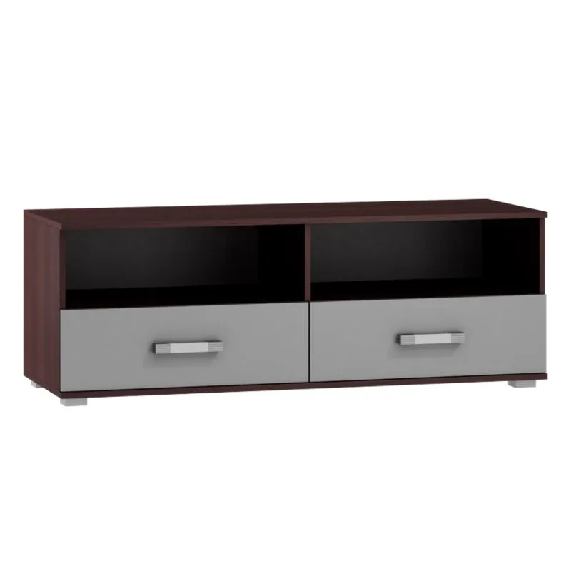 TV-Unterschrank Tabubil 09, Farbe: Wenge / Grau - Abmessungen: 48 x 135 x 48 cm (H x B x T)
