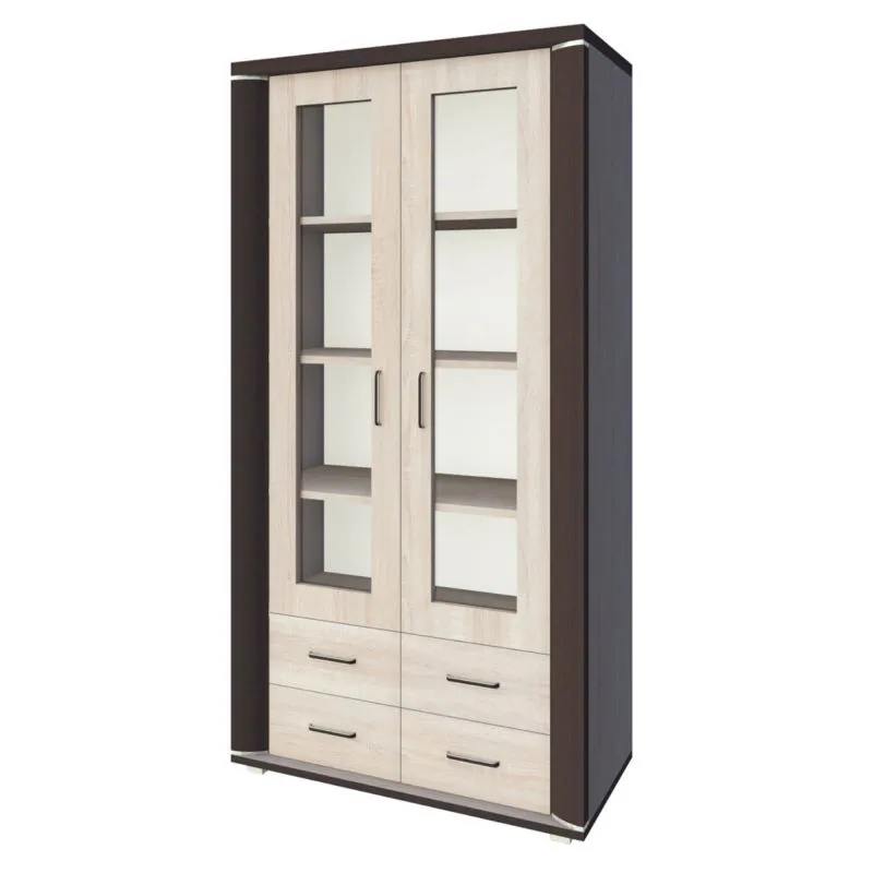 Vitrine Aitape 36, Farbe: Sonoma Eiche dunkel / Sonoma Eiche hell - Abmessungen: 188 x 100 x 40 cm (H x B x T)