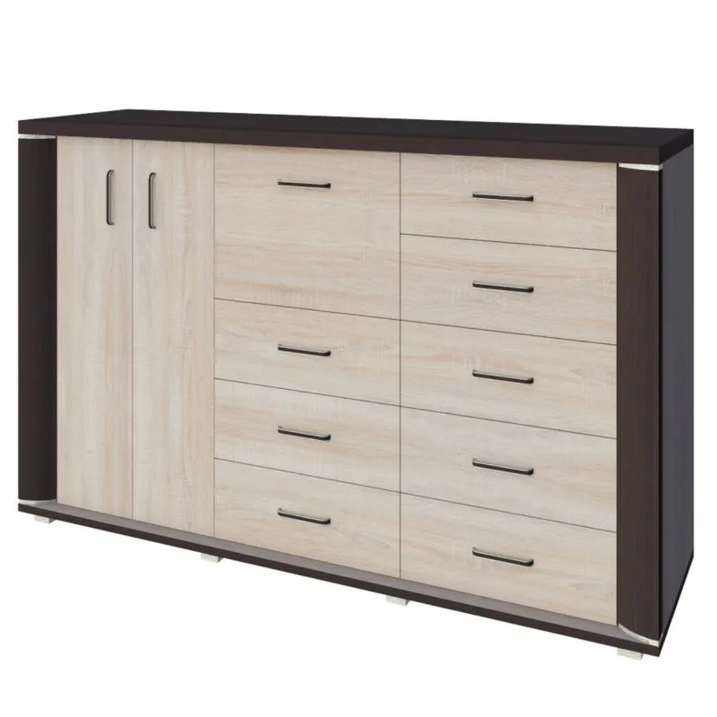 Kommode Aitape 48, Farbe: Sonoma Eiche dunkel / Sonoma Eiche hell - Abmessungen: 105 x 170 x 40 cm (H x B x T)