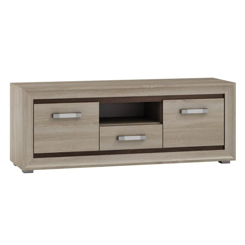 TV-Unterschrank Kundiawa 01, Farbe: Sonoma Eiche hell / Sonoma Eiche dunkel - Abmessungen: 50 x 140 x 40 cm (H x B x T)