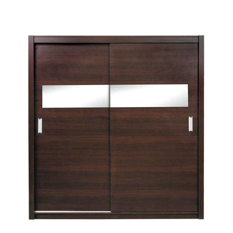 Schiebetürenschrank / Kleiderschrank Sepatan 06, Farbe: Wenge - Abmessungen: 210 x 150 x 60 cm (H x B x T)