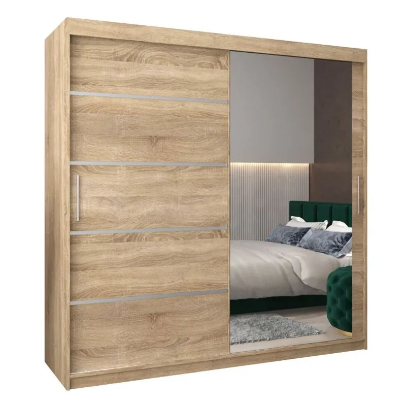 200 cm breiter Kleiderschrank mit 10 Fächern und 2 Türen | Farbe: Sonoma Eiche Abbildung