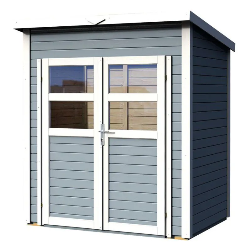 Holz-Gartenhaus 1,39 x 1,91 Meter (inkl. Dach) | Grau | Pultdach Abbildung