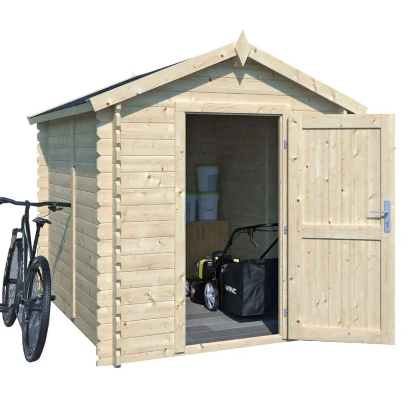 Holz-Gartenhaus 2,07 x 2,28 Meter (inkl. Dach) | Naturbelassen | Satteldach | 28 mm Blockbohlen-Haus Abbildung