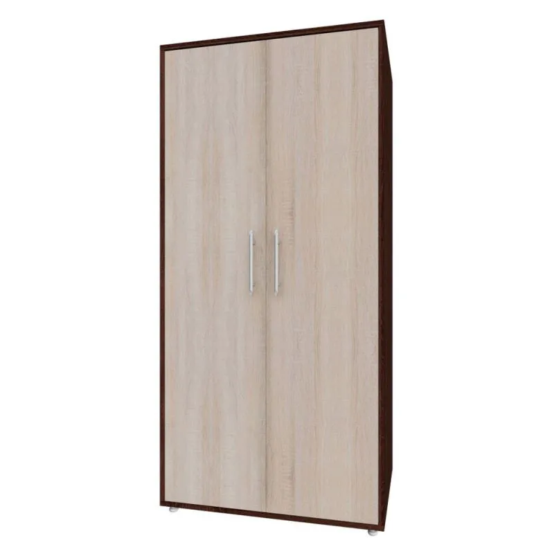 90 cm breiter Kleiderschrank mit 2 Türen | Farbe: Nuss Abbildung