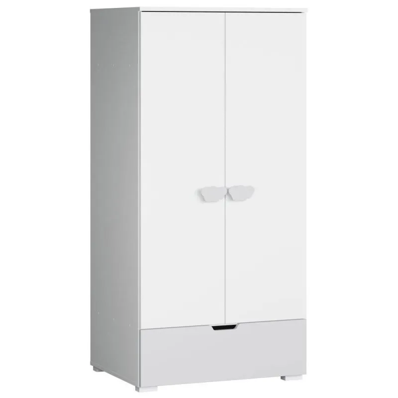 Kleiderschrank mit 2 Türen, 1 Schublade,  Kleiderstange und  Fachböden,  Abbildung