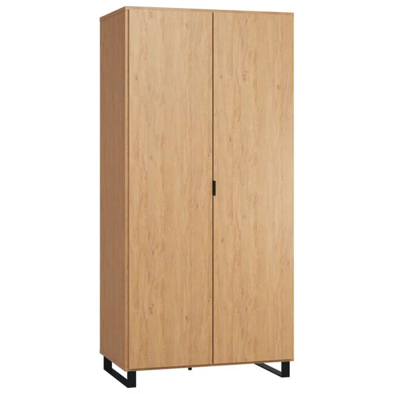 93 cm breiter Kleiderschrank mit 2 Türen | Farbe: Eiche Abbildung