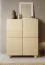 Kommode | 4 Türen | Farbe: Eiche Vicenza | 8 Fächer | Push-to-open Funktion | 100 x 38 x 125 cm | Highboard | ABS-Kanten | Holzbeine | weiche Linien