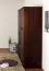 Kleiderschrank Kiefer Vollholz massiv Walnussfarben Junco 06 - Abmessung: 195 x 135 x 59 cm (H x B x T)