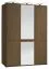 Kleiderschrank / Drehtürenschrank mit einer Spiegeltür, geölt / gewachst Fazenda 02, Dunkelbraun, Eiche teilmassiv, 222 x 115 x 61 cm, Soft Close System